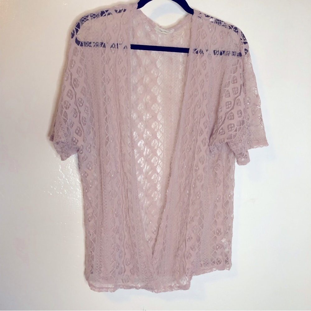 Paper Plane L Light Pink Lace Coverup Top